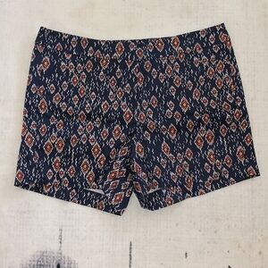 British Khaki Navy and Rust Printed Bermuda Shorts